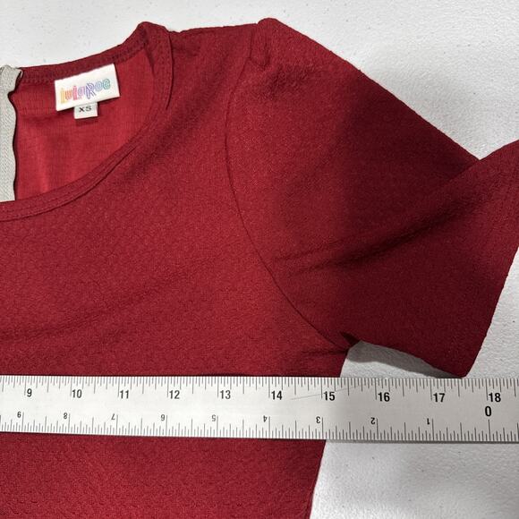 Lularoe Women's Dress Sz XS Fit & Flare Red Pleated Pockets Stylish Short Sleeve - Picture 8 of 12